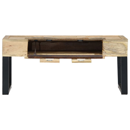 Mesa De Centro Estilo Cassette Madera Maciza Mango 100x52x45 Cm_3