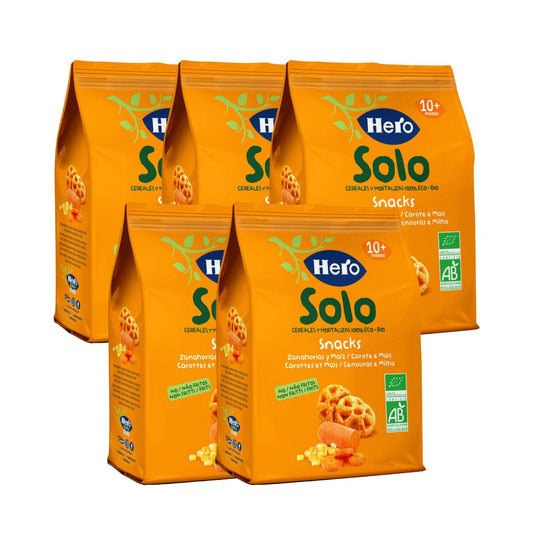 Pack x5 Snacks de Cenoura e Milho Biológicos 40 g - Hero Solo