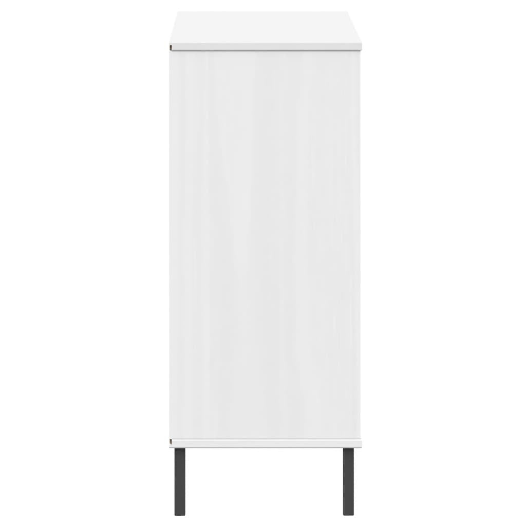 Vidaxl Zapatero Patas De Metal Oslo Madera Maciza Blanco 95x35x86 Cm_4