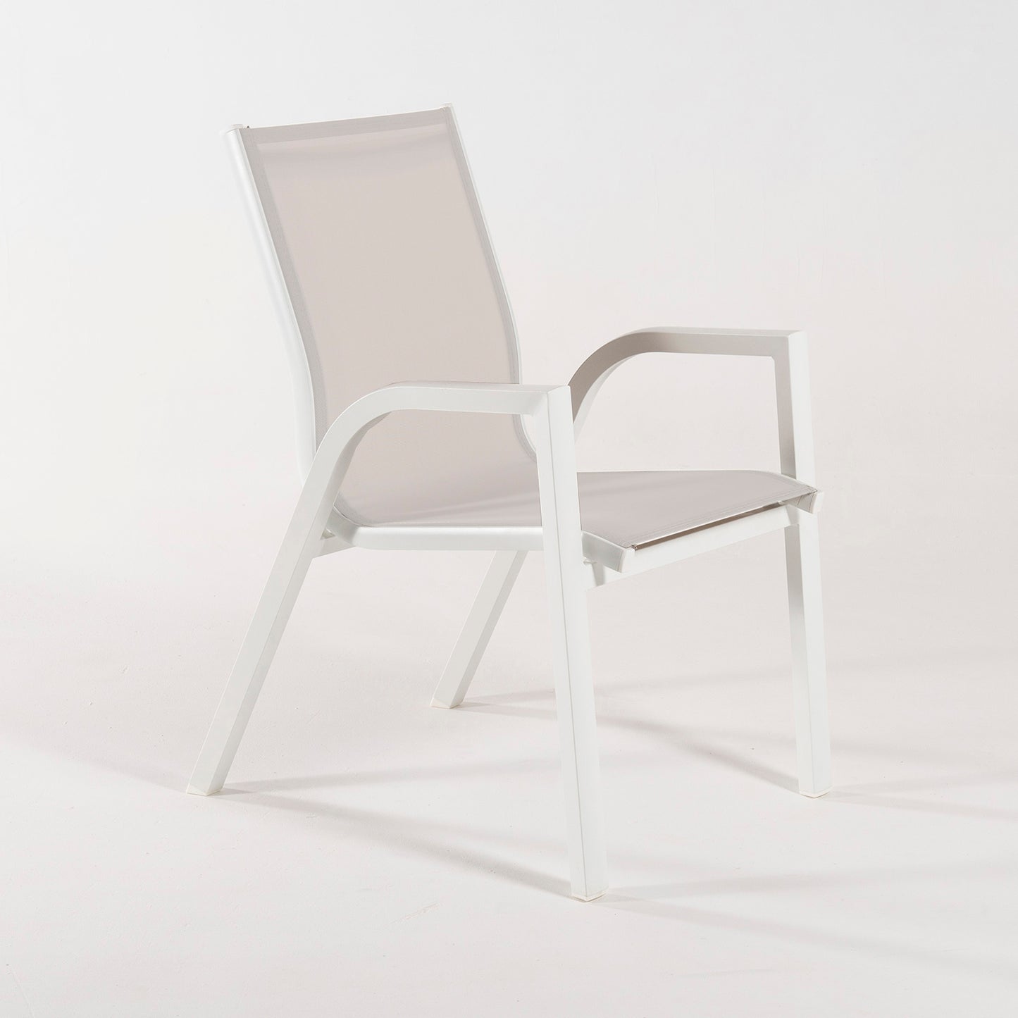 Sillón De Exterior, Tejido Textilene Beige, Aluminio Y Textilene, Color Blanco, Silla:90x66x56_2