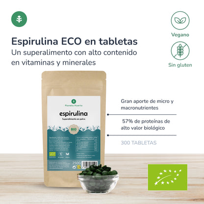 Spirulina 500mg BIO Planeta Huerto 300 comprimidos