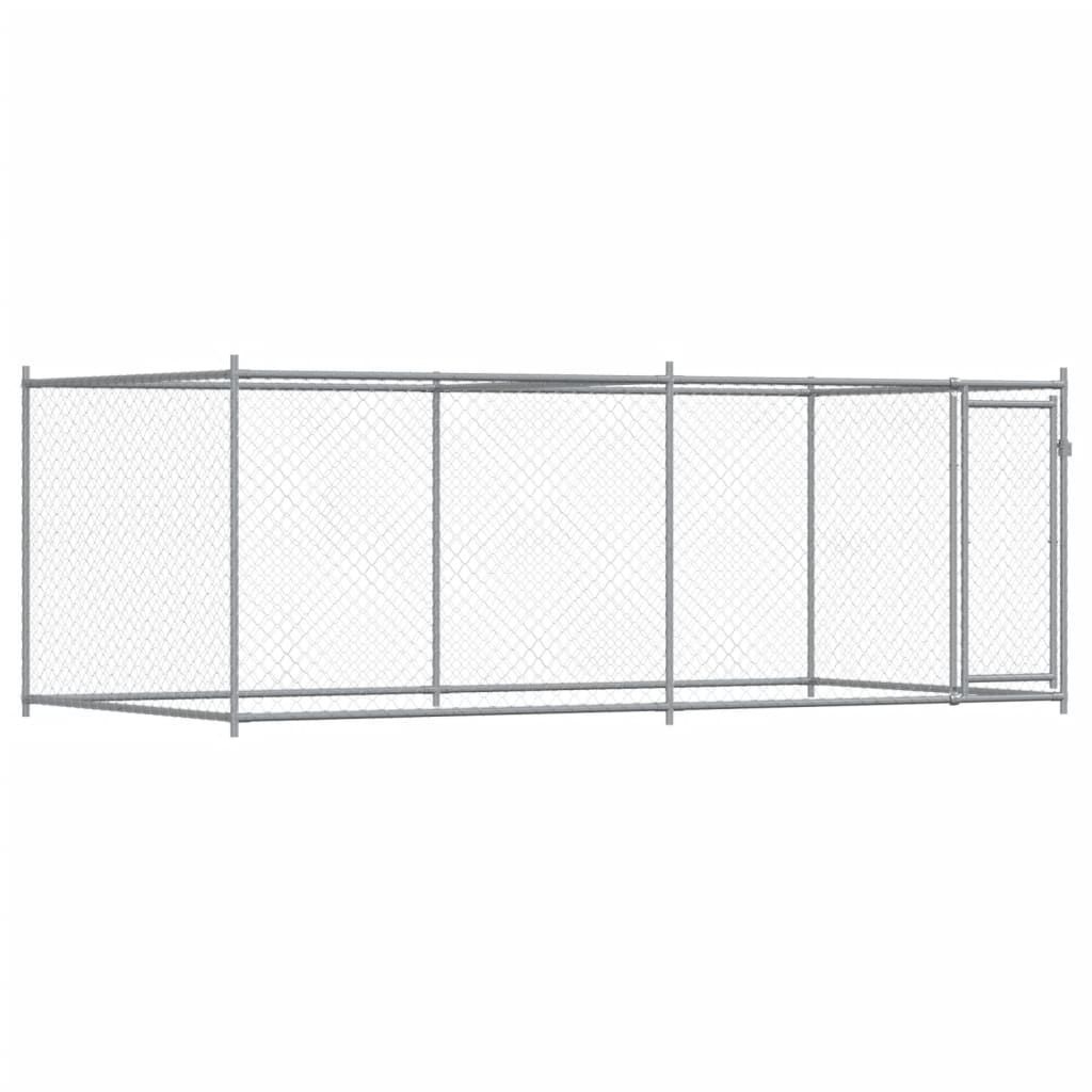 Jaula De Perros Con Puerta Acero Galvanizado Gris 4x2x1,5 M_0