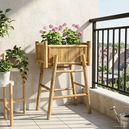 Jardín Macetero Con Soporte Natural 50 X 38 X 74 Cm Bambú_1