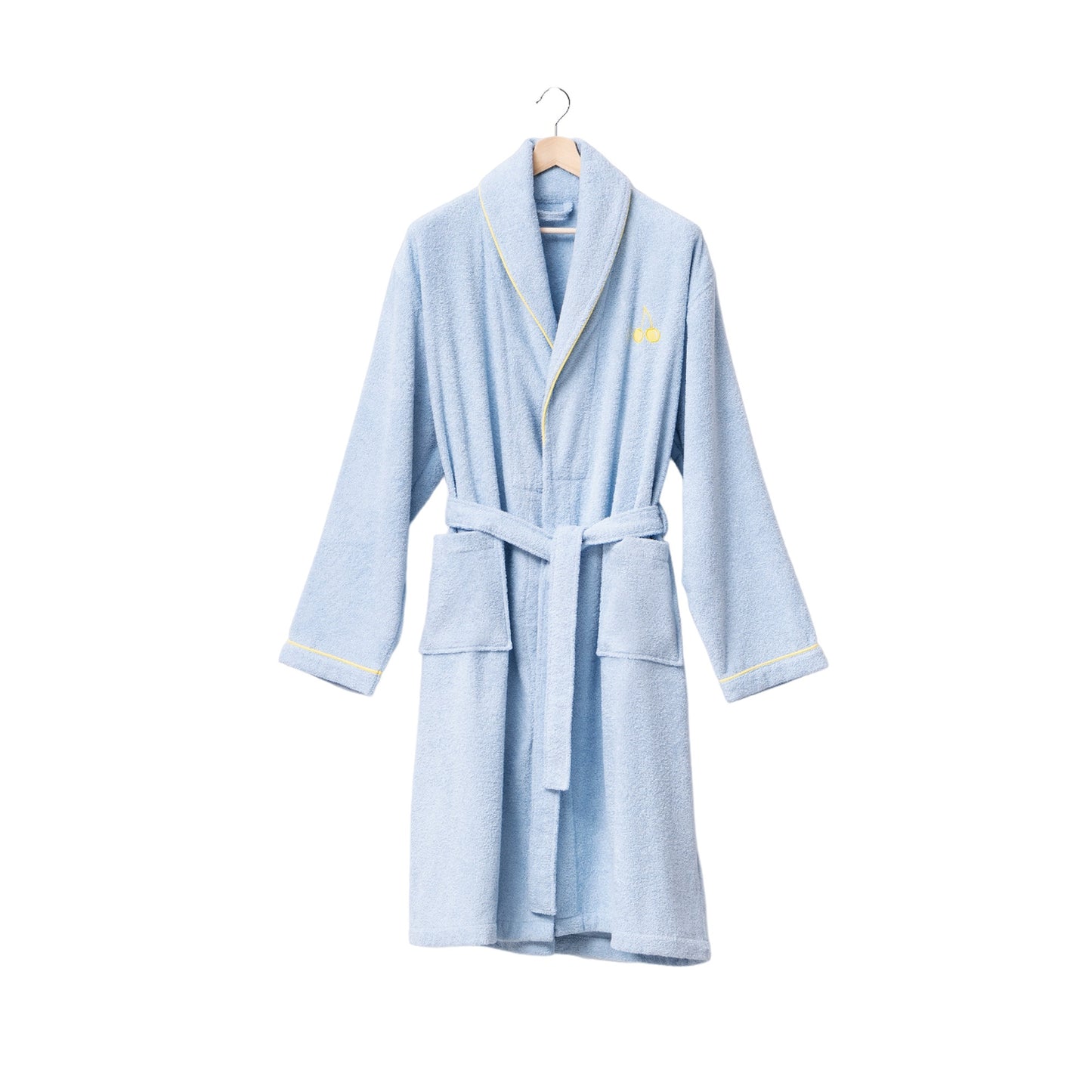 Albornoz M/l 380gsm 100%algodon Azul Con Cereza Amarilla Benetton Fruits Be_1