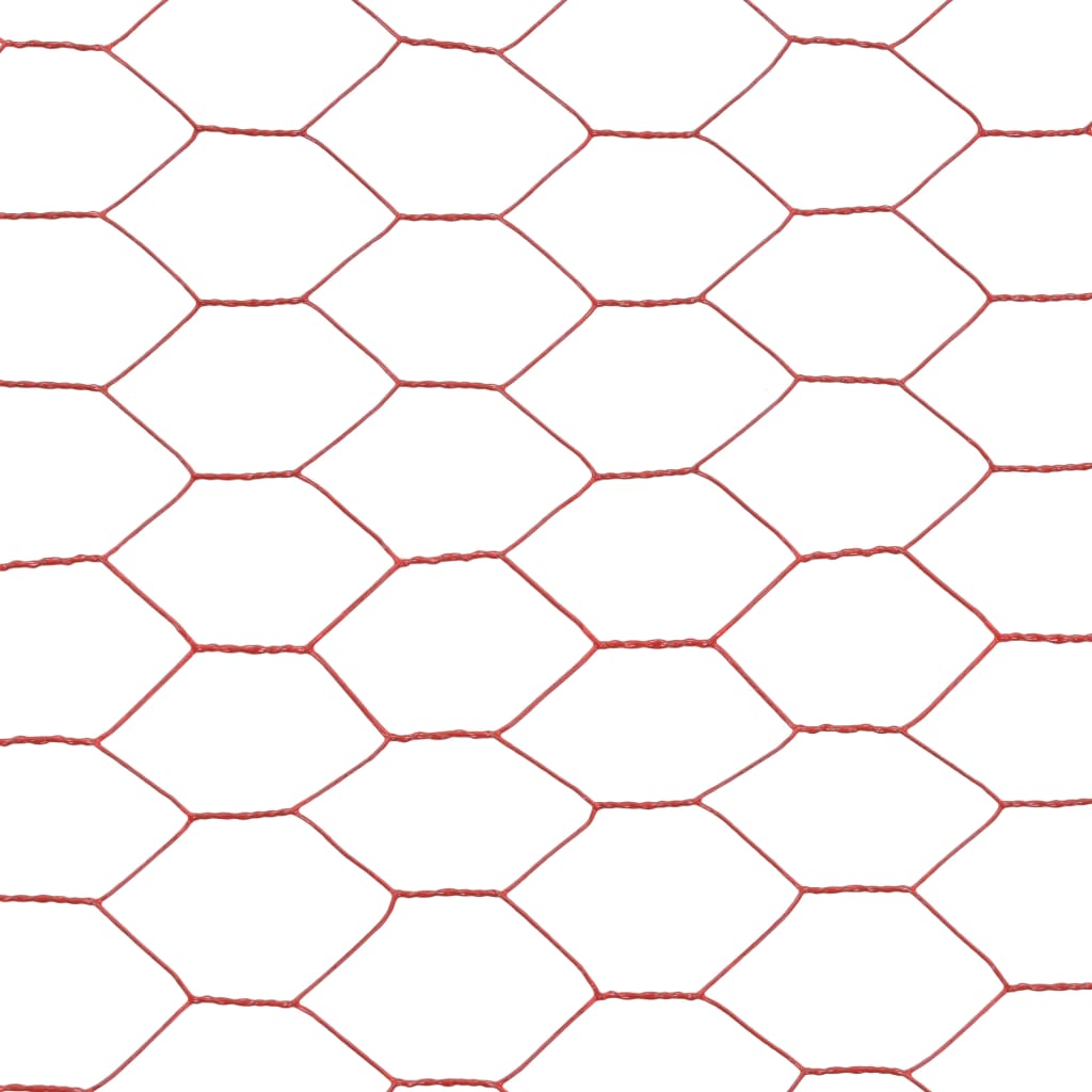 Alambrada De Gallinero Acero Revestimiento Pvc Rojo 25x1,5 M / Vetonek_1