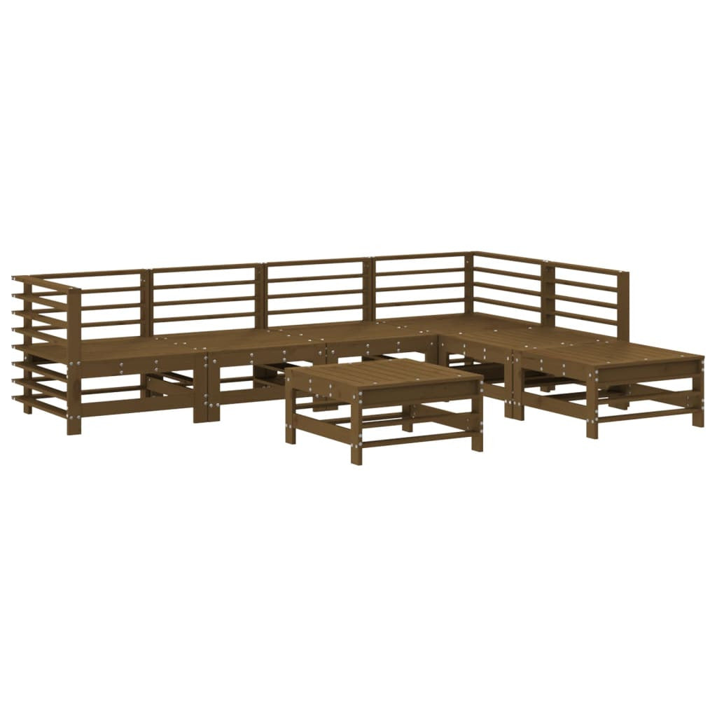 Vidaxl Juego De Muebles Jardín 7 Pzas Madera Maciza Pino Marrón Miel_0