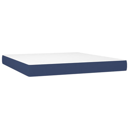 Cama Box Spring Colchón Y Luces Led Tela Azul 180x200 Cm / Vetonek_5