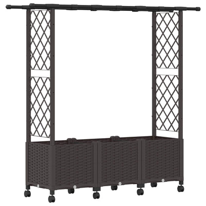 Cama Elevada Con Trellis Y Techo Marrón 162,5 X 40 X 142 Cm Pp_0