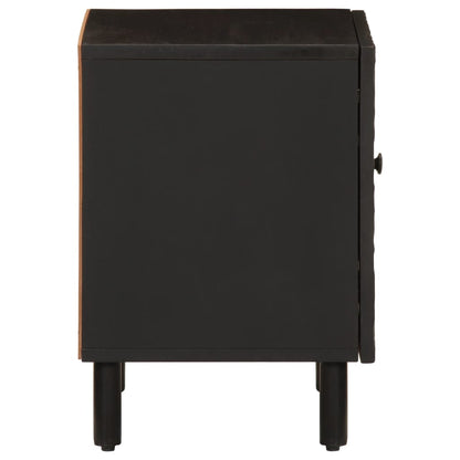 Mesita De Noche De Madera Maciza De Mango Negra 40x33x46 Cm_2