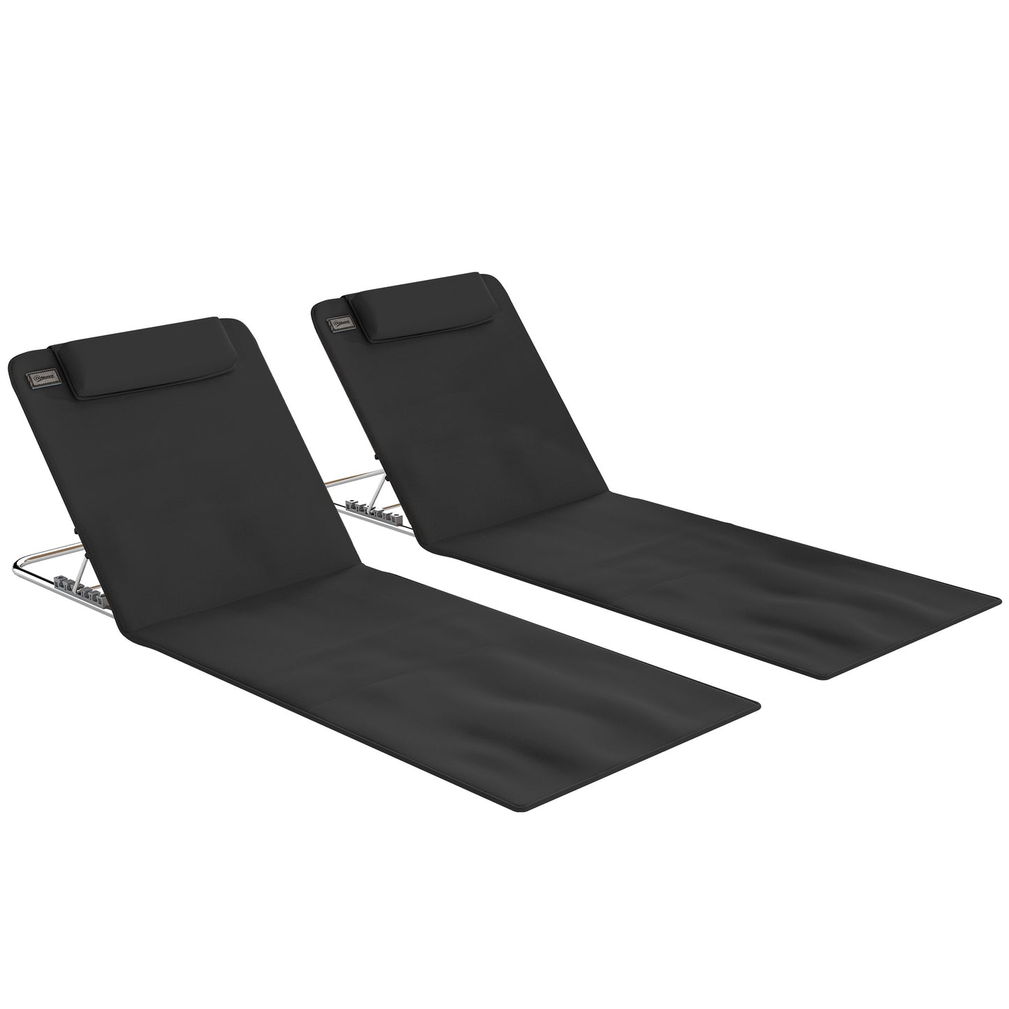 Outsunny Conjunto De 2 Esterillas De Playa Plegable 134x48x33-43 Cm Negro_0