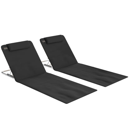 Outsunny Conjunto De 2 Esterillas De Playa Plegable 134x48x33-43 Cm Negro_0