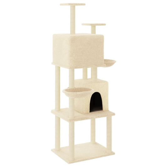 Vidaxl Rascador Para Gatos Con Postes De Sisal Crema 180 Cm_0