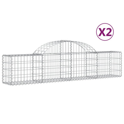 Cestas De Gaviones 2 Uds Forma De Arco Hierro 200x30x40/60 Cm_0