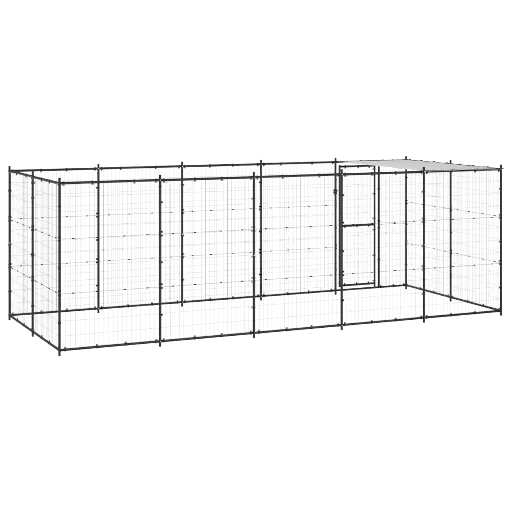 Vidaxl Perrera De Exterior De Acero Con Techo 12,1 M²_3