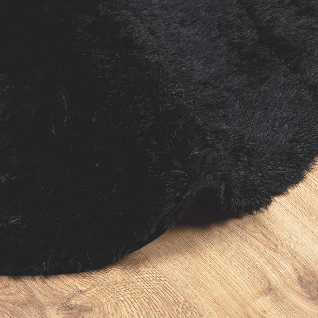 Vidaxl Alfombra Peluda De Pelo Largo Navarra Negra 160x160cm Poliéster_4