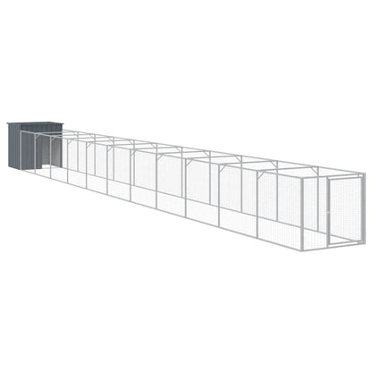 Caseta Perros Con Corral Acero Galvanizado Gris 110x1221x110 Cm_0