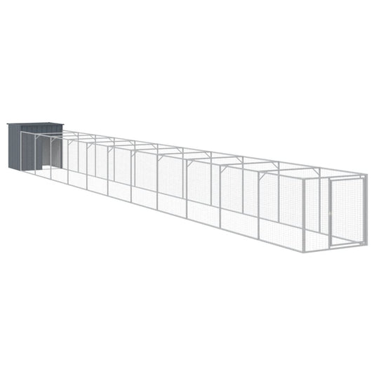 Caseta Perros Con Corral Acero Galvanizado Gris 110x1221x110 Cm_0