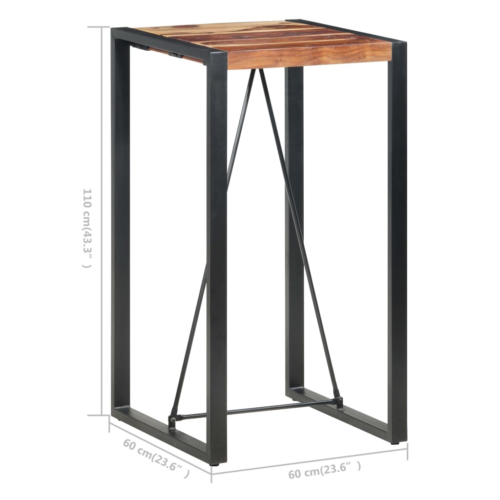 Mesa Alta De Cocina De Madera Maciza De Sheesham 60x60x110 Cm_3