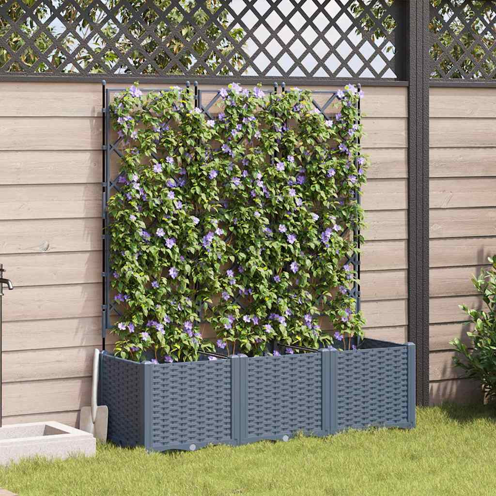 Vidaxl Maceta De Jardín Con Enrejado 3 Pcs Gris Claro_1