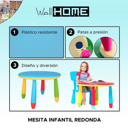 Mesita Infantil Rectangular Azul Y 2 Sillas_1