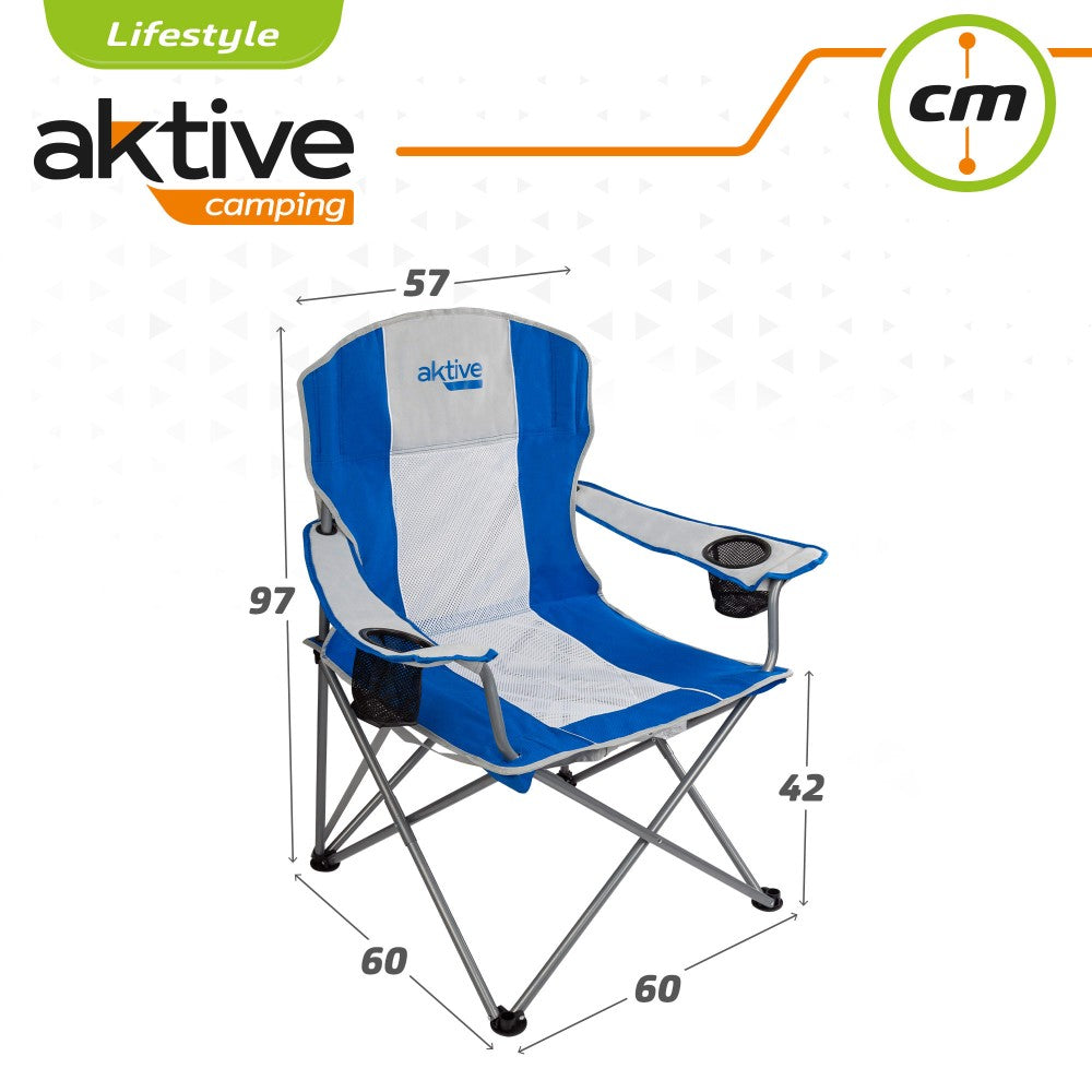 Silla Plegable Camping Xl Con Asa Y Posavasos Aktive_5