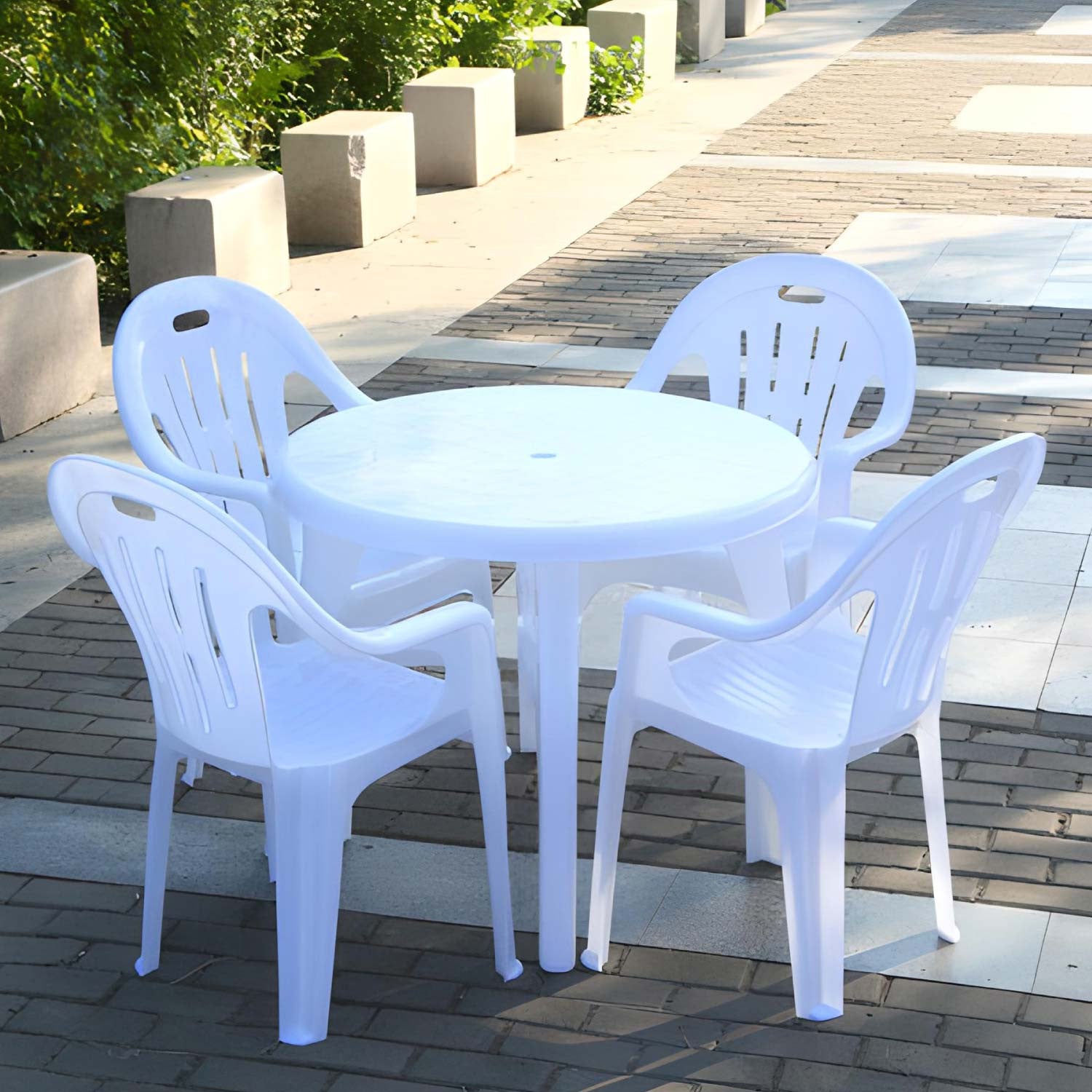 Mesa De Resina Redonda Zentro Blanca Ø89x72cm O91_2