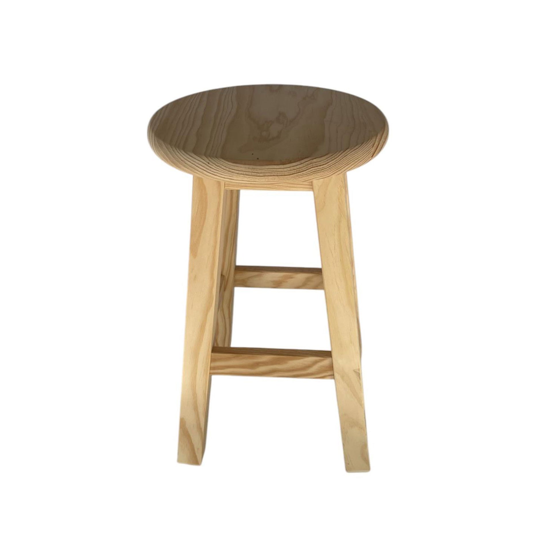 Well Home Taburete de Madera Maciza Redondo Color Natural (29 x 29 x 50 cm)_3