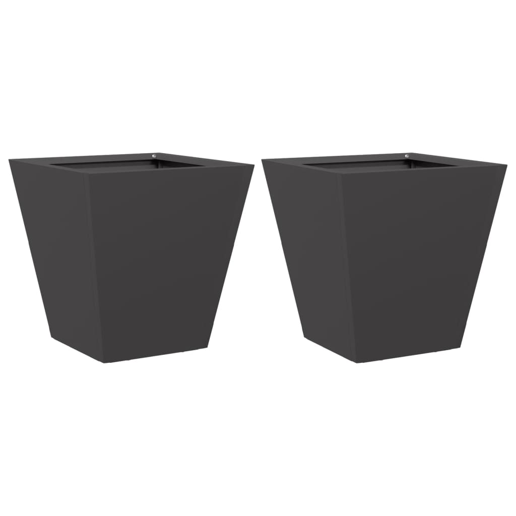 Jardineras 2 Unidades Acero Negro 30x30x30 Cm_0