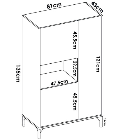 Modulo Alto Tres Puertas Para Salon O Cocina Duna En Nordic-grafito 143,6 Cm(alto)72,2 Cm(ancho)33,5 Cm(largo)_4