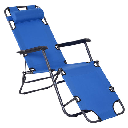 Outsunny Tumbona Reclinable Y Plegable Con Respaldo Ajustable 135x60x89 Cm Azul_0