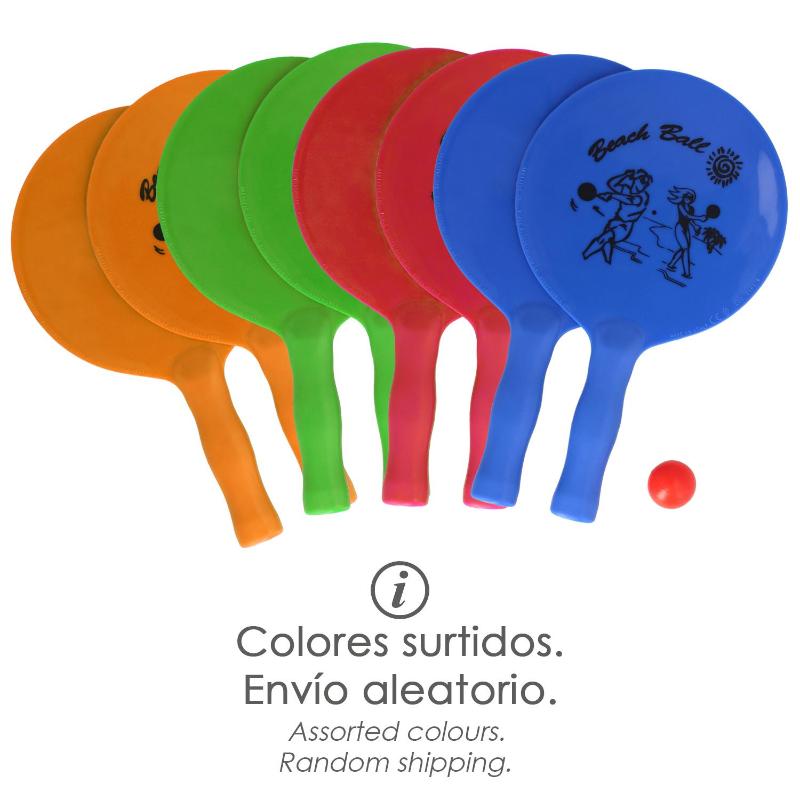 Raquetas Palas Playa Con Pelota Ø 22,5 Cm. X 38,5 (alt.) Cm. Resistente Al Agua Y Al Sol. Raqueta De Playa, Palas Playa._1
