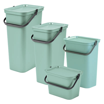 Set De 4 Papeleras moda 5l/10l/25l/40l Salvia Con Asa_0
