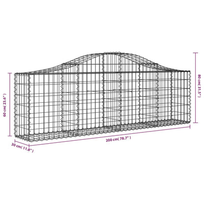 Cestas De Gaviones 15 Uds Forma De Arco Hierro 200x30x60/80 Cm_5