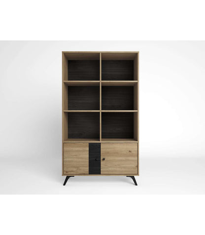 Estantería 2 Puertas 6 Huecos Natur Acabado Natural/bocamina, 92.1cm(ancho) 160.2cm(alto)_0