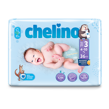 FRALDA CHELINO T3 Deitada (4-10Kg) 36 unid.