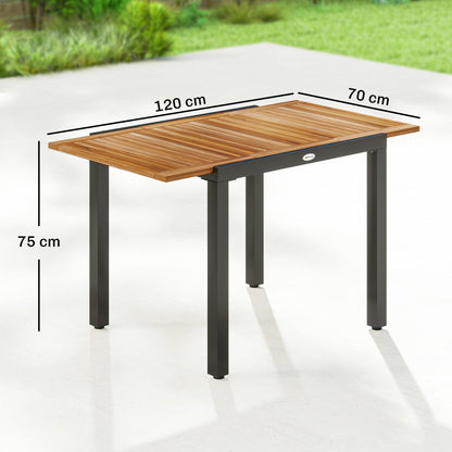 Outsunny Mesa De Jardín Extensible 120/80x70 Cm Para 4-6 Personas Natural_2