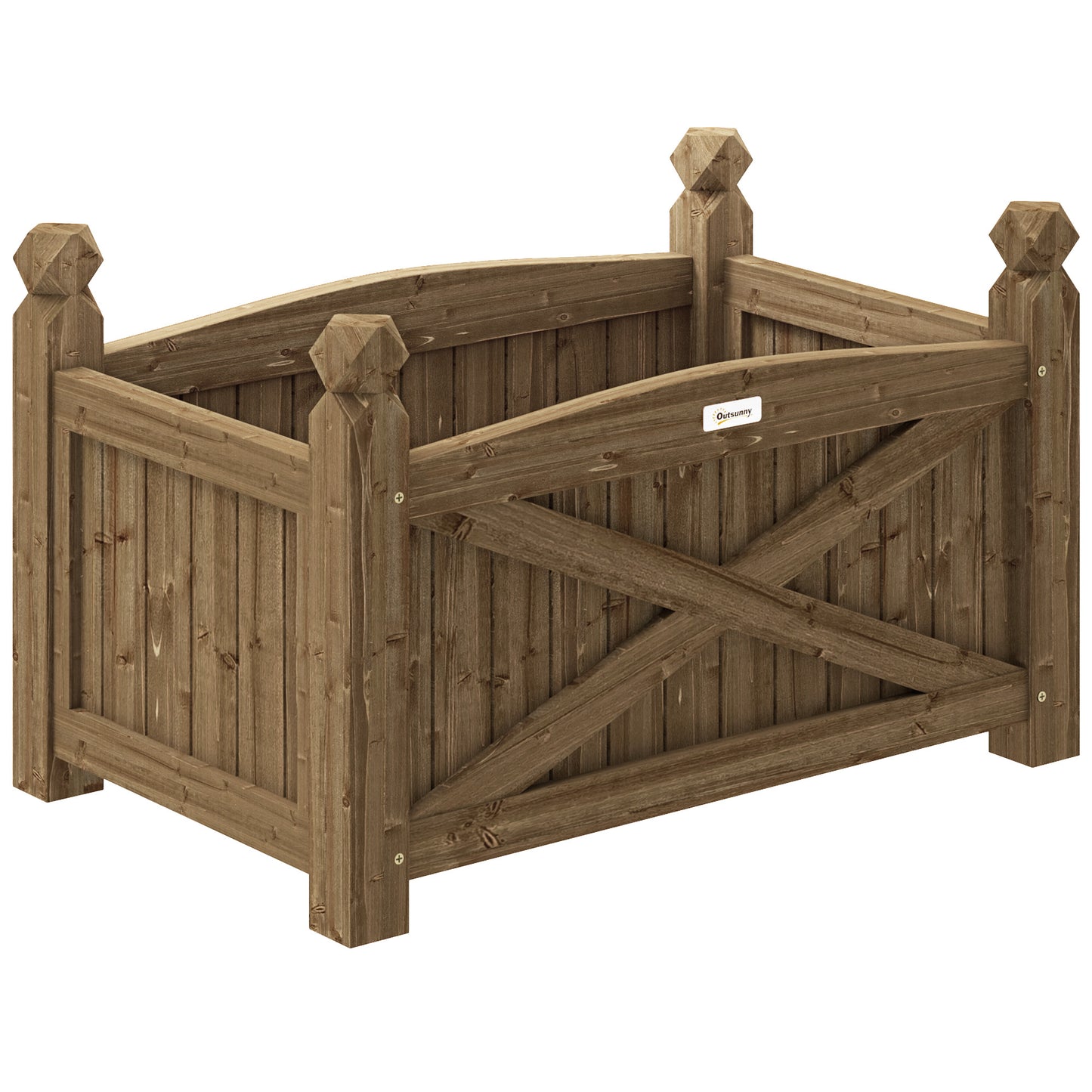 Outsunny Jardinera De Madera Elevada Para Plantas Flores Hierba 60x39x37 Cm Café_0