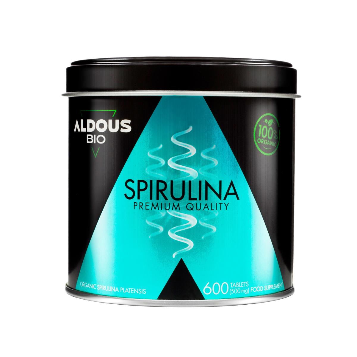 Espirulina orgânica premium, 600 comprimidos. Aldous Bio