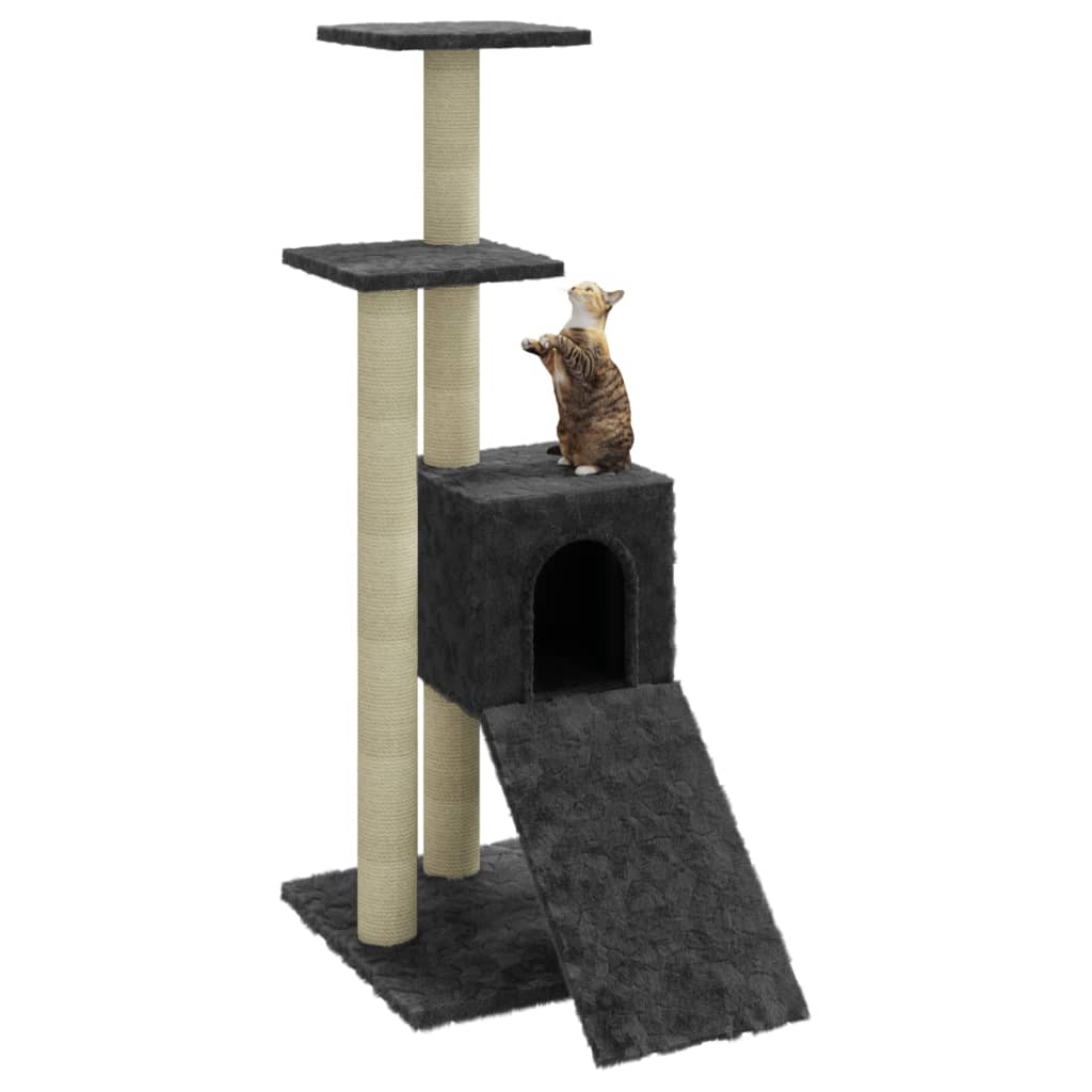 Rascador Para Gatos Con Postes De Sisal Gris Oscuro 92 Cm_3