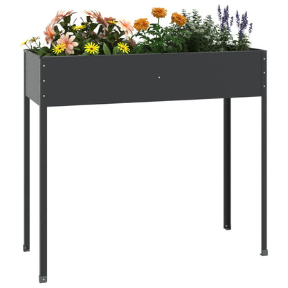 Jardinera De Acero Galvanizado Gris Antracita 100,5x40,5x90 Cm_2