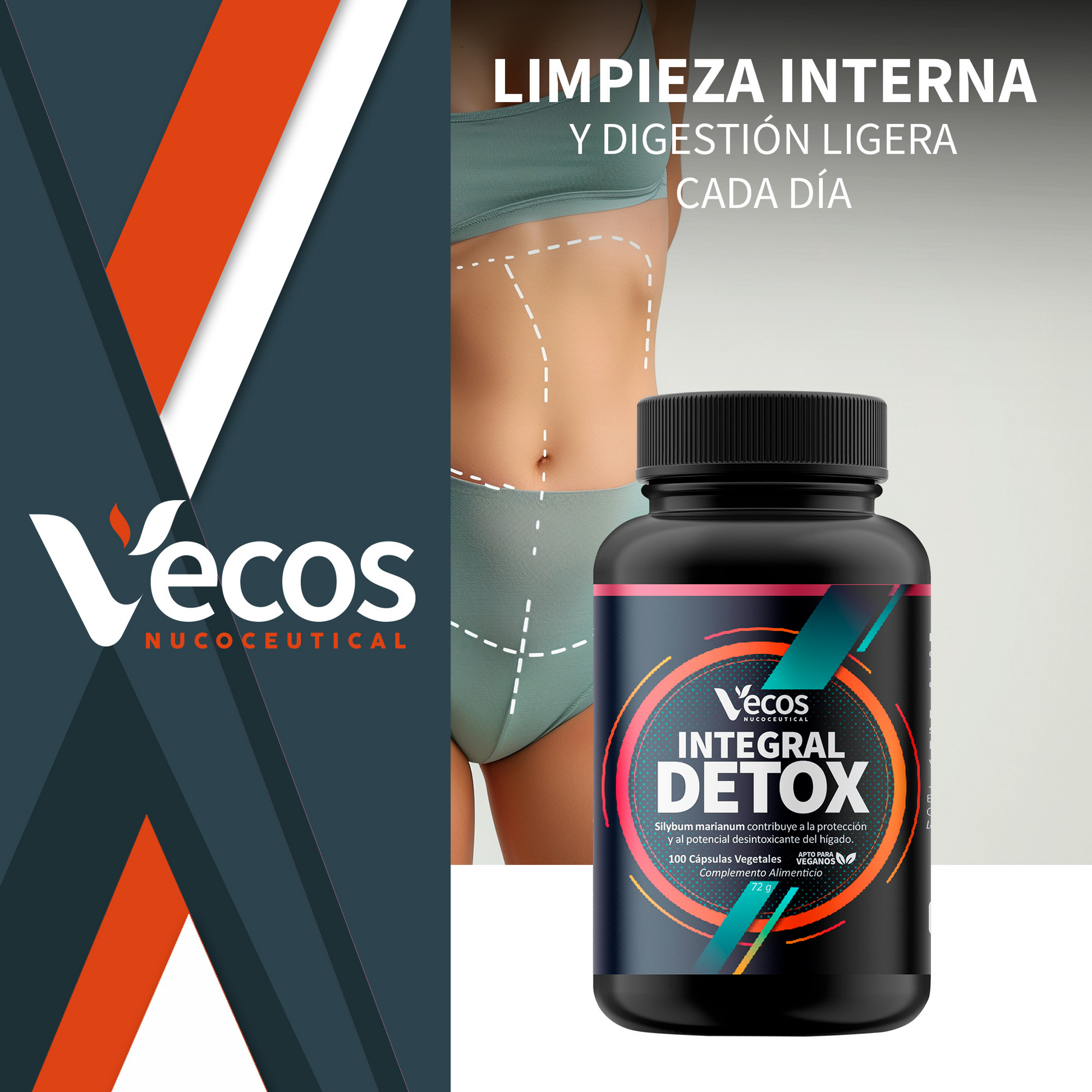 Integral Detox VECOS 100 cápsulas | Para la Retención de Líquidos e Hinchazón | Cardo Mariano + Alcachofa_1