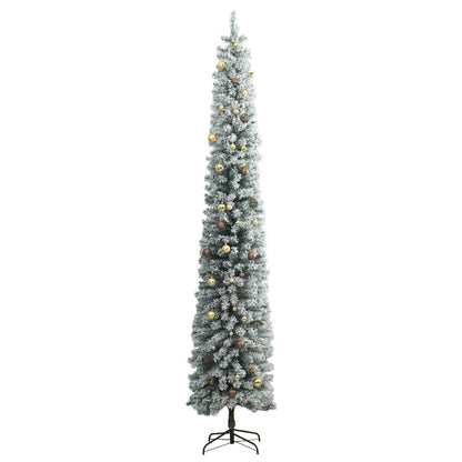 Vidaxl Árbol De Navidad Estrecho Con 300 Led Y Bolas Y Nieve 300 Cm_3