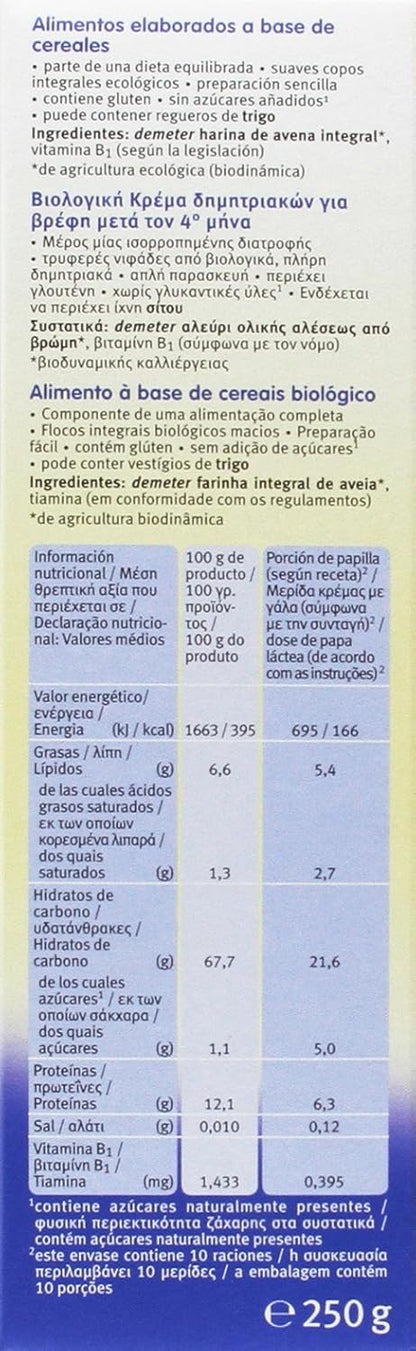 Papa de Aveia Biológica Holle +4 meses 250 g