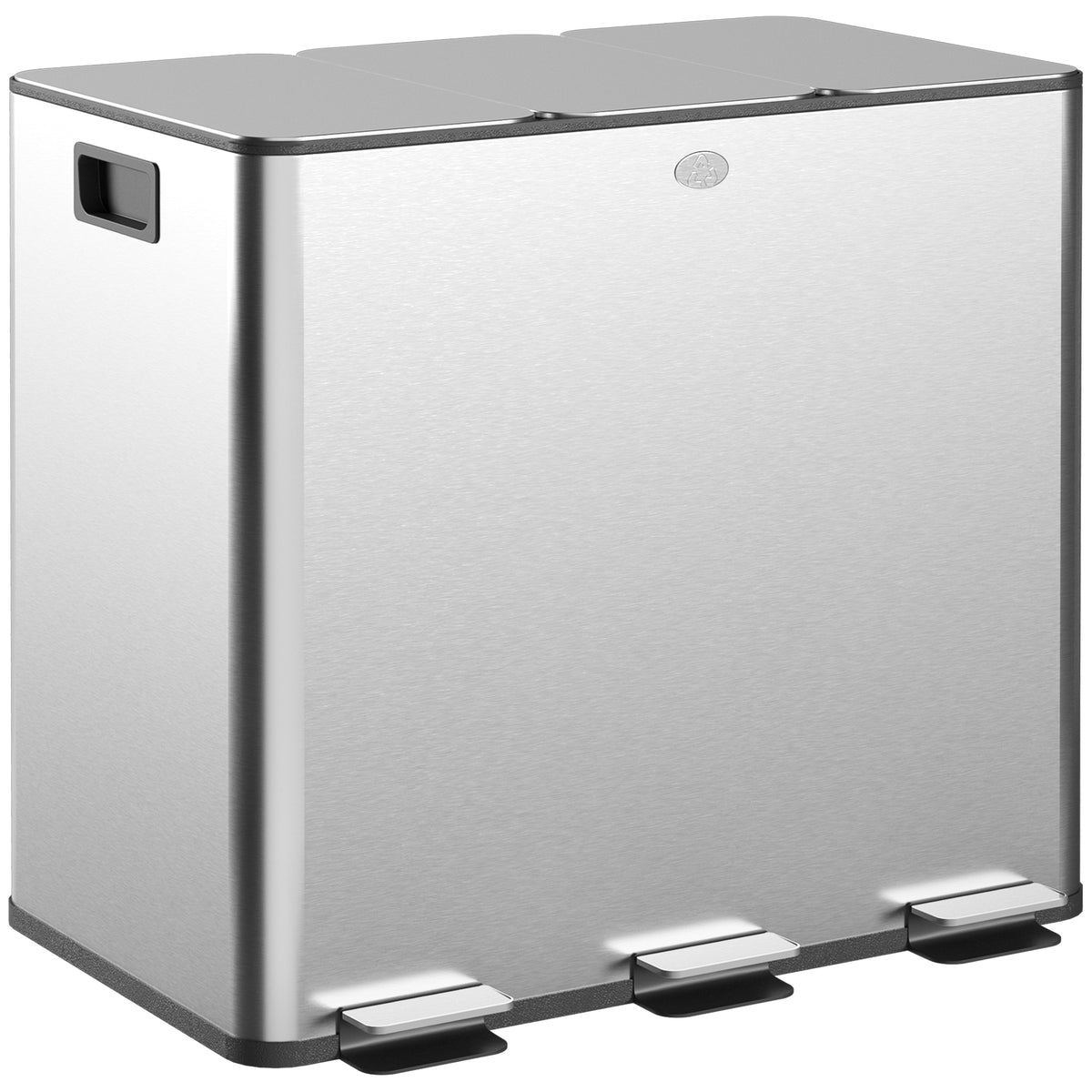 Balde De Lixo Homcom Aço Inoxidável 410 E Plástico Pp Prata 61,9x36,6x43,2 Cm_0