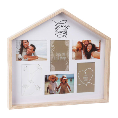 Well Home Marco De Fotos En Forma De Casa Con Diseño Natural 47x4x43m Para 6 Fotos_0