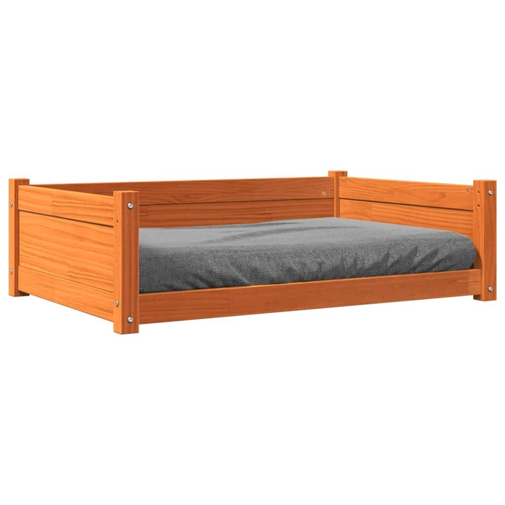 Vidaxl Cama Para Perros Madera Maciza Pino Marrón Cera 95,5x65,5x28 Cm_3