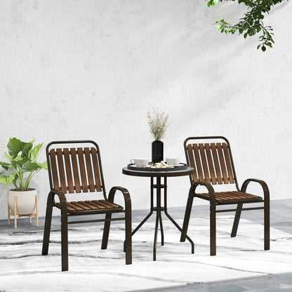 Outsunny Conjunto Jardín Exterior De 3 Piezas Con 2 Sillas Apilables Y Mesa_4