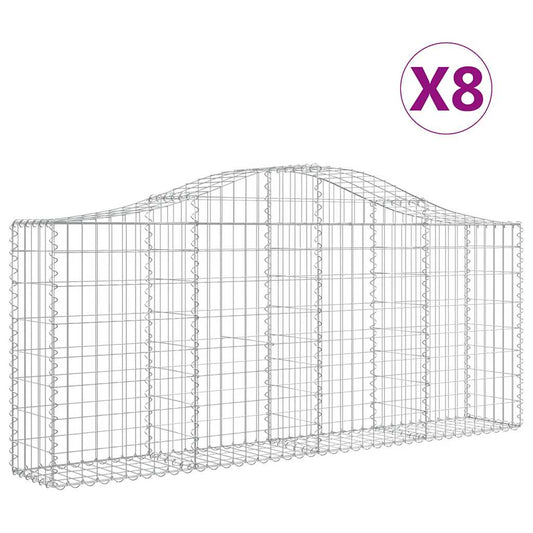 Cestas De Gaviones 8 Uds Forma De Arco Hierro 200x30x80/100 Cm_0