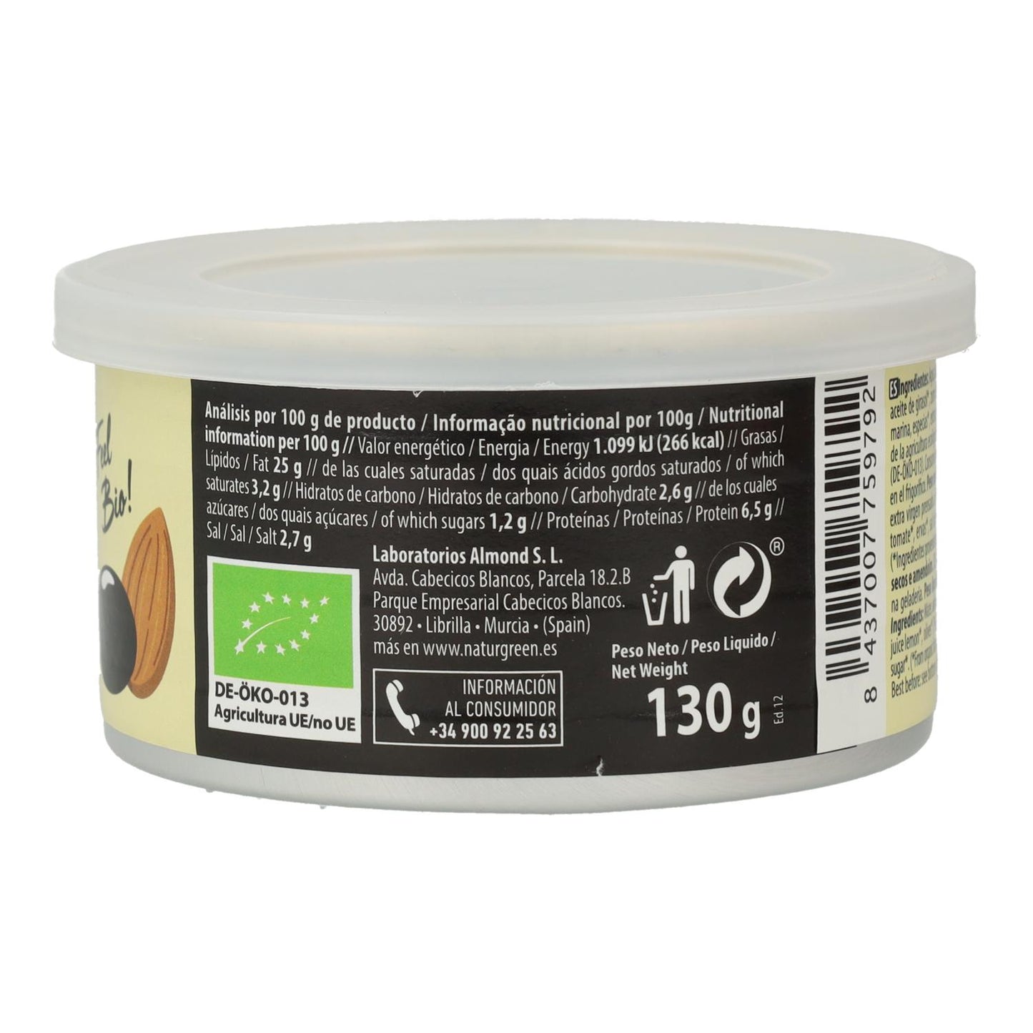 Paté de Amêndoa e Azeitona Naturgreen 130 g
