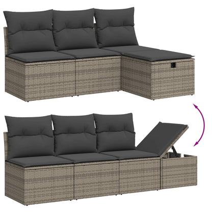 Set De Muebles De Jardín 9 Pzas Y Cojines Ratán Sintético Gris / Vetonek_0